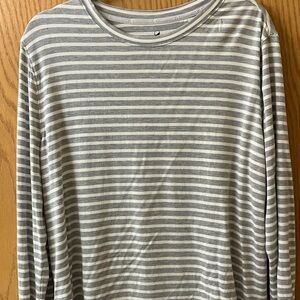 Lou & Grey - large modal Gray and White Striped Long Sleeve tee